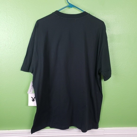 Men's Pacsun Playboy Black Rhinestone Short Sleeve Shirt Size XL - Picture 7 of 8